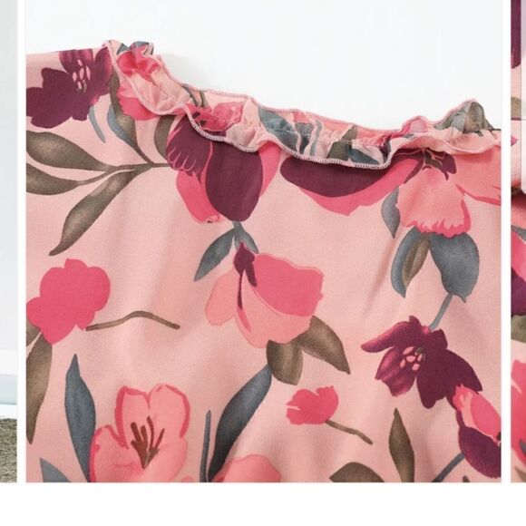 Floral Frill Trim Tiered Maxi Dress Large NWOT - Picture 3 of 15